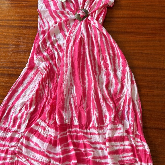 Bali Pink Tie Dye MIDI Dress One Size NWT - Picture 4 of 4
